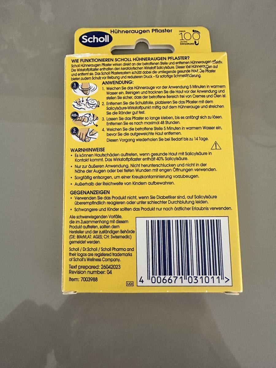 Scholl Pedicure: Scholl Hühneraugen Pflaster Neu – Nuovo e nell'imballaggio originale da Frümsen venduto da Swissline90 1