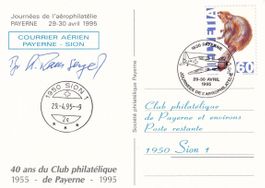 Tag d. Aerophilatelie 1995 (Payerne) mit Pilotenunterschrift
