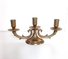 Antiker Kerzenständer 3-armig, Messing