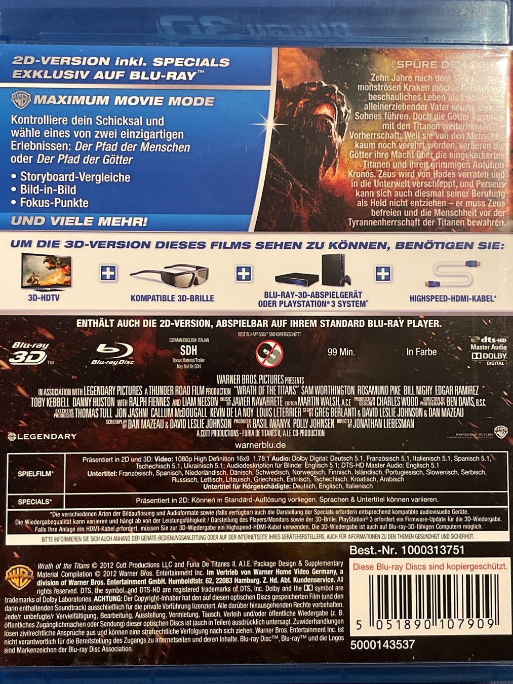 Tutti i DVDs: Zorn der Titanen  3D   (2012) – Nuovo (secondo la descrizione) da Waldenburg venduto da Gonzo8 1