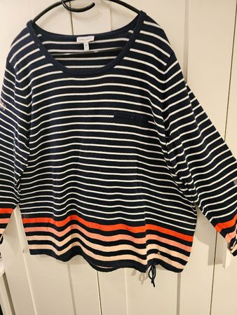 Cooler Langarm Streifen-Pullover von "Gina Laura" Gr. XXL