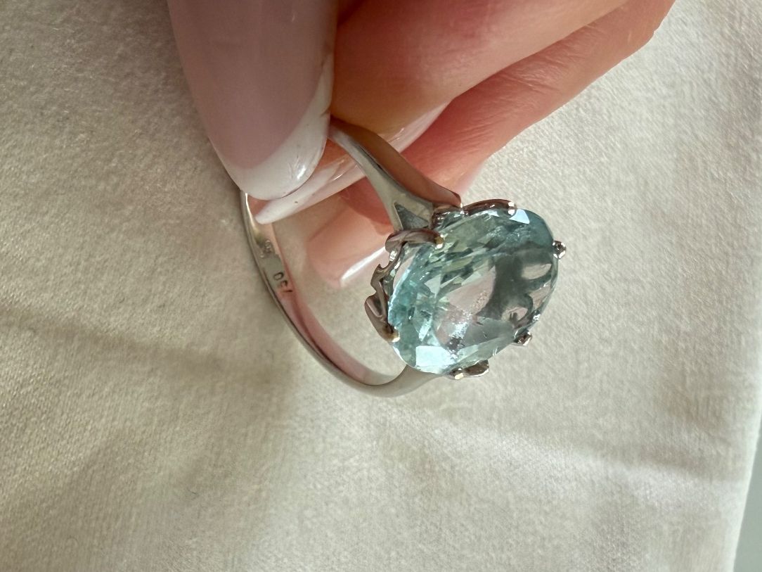 Anelli: Bague en or blanc avec aigue-marine véritable – Usato da Bussigny venduto da ccch 1