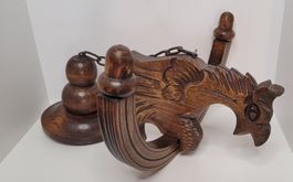 Superbe luminaire "coq" sculpté main