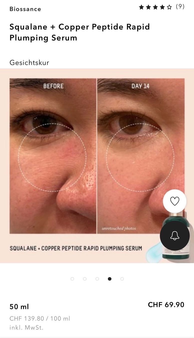 Gesichtspflege: BIOSSANCE SQUALANE & COPPER PEPTIDE PLUMPING SERUM,LP CHF70. – Neu und originalverpackt aus Zürich von deruja 8
