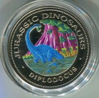 Farbmünze "Dinosaurier. 1000 Franc. Äquatorialguinea".