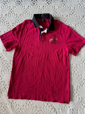 Pink Rosa Poloshirt Mann Retro Klassisch Stickerei Gr S
