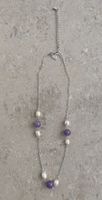 Versilberte Kette mit Zuchtperlen und Amethyst von LBVYR
