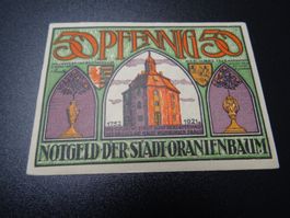 Notgeldschein 50 Pfennig der Stadt Oranienbaum 1921-1922
