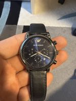 Emporio Armani Herrenuhr AR-1979, Lederarmband, Schwarz