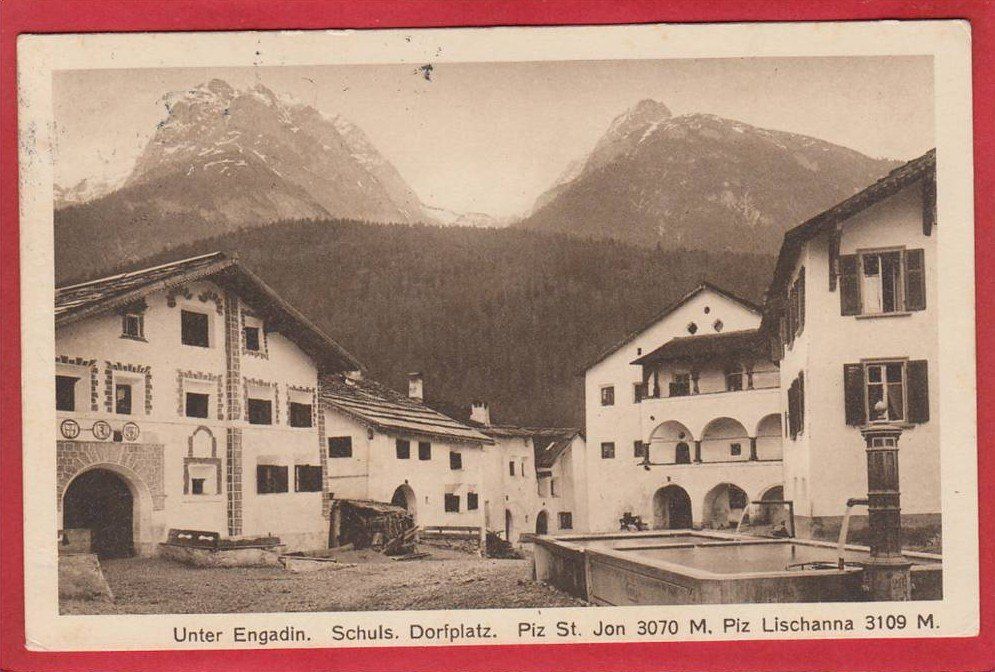 Cartes postales: UNTER ENGADIN, SCHULS, DORFPLATZ 1921 – D'occasion à Grüningen par Kartenlaube