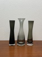3x Rauchglas Überfang Vase vintage Glas Blumenvasen Glasvase