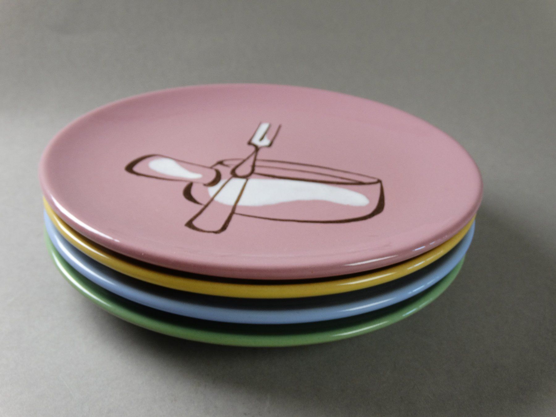Piatti: 4 hübsche original vintage 50ies Fondue-Teller Rössler 50er – Usato da Grossaffoltern venduto da Bessy202 7