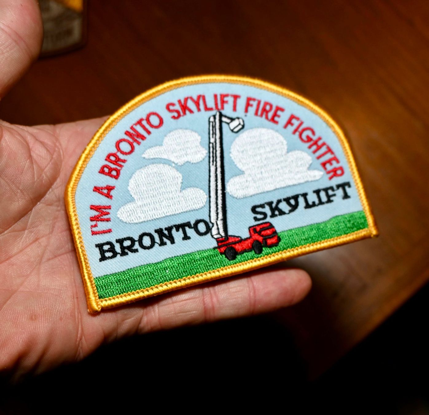 Placchette & Badge: VINTAGE Bronto SKYLIFT Fire Fighter PATCH aufnäher – Usato da Pfaffhausen venduto da mono_rec