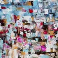 Abstraktes Bild „Buntes Leben“ 50x50 Keilrahmen, handmade