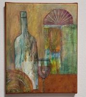Acrylbild Stillleben Weinflasche und Glas auf Leinwand