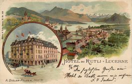 LITHO-Karte Luzern mit Hotel Rütli - LU