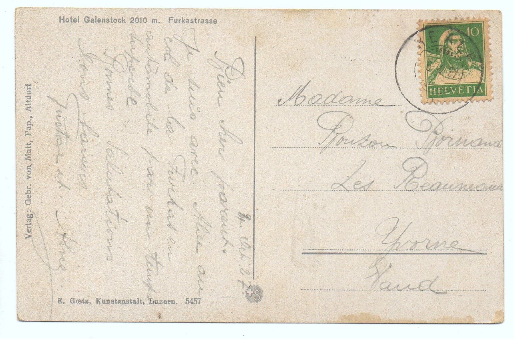 Cartoline postali: FURKASTRASSE Hotel Galenstock - Postauto – Usato da Jona venduto da philajona 1