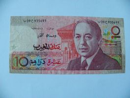Banknote Marokko 10 Dirham 1987, in gutem Zustand