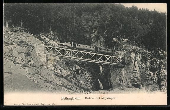 Cartoline postali: AK Meyringen, Brücke mit Brünigbahn – Usato da Berlin venduto da bartko-reher