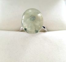 Eleganter Prehnit Silberring 925 (rhodiniert) -NEU