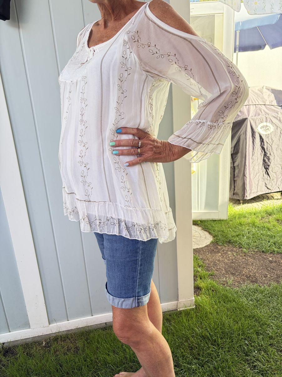Tuniche: Damen Bluse weiss, Grösse S/M – Usato da Bern venduto da Bern4you 1