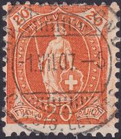STEHENDE: "86A.3.08" +Vollstempel CHAUX-DE-FONDS 1.JULI 1907