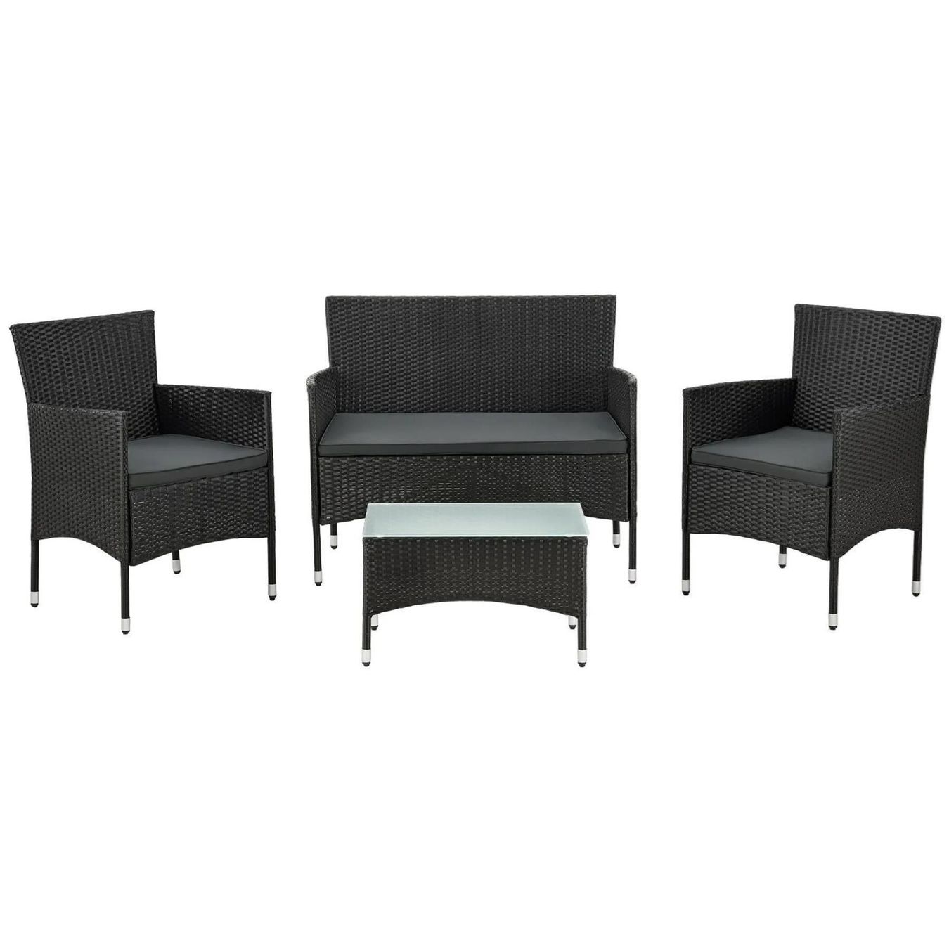 Set di tavolo e panche: Polyrattan Gartenmöbel-Set Schwarz Gartenmöbel – Nuovo e nell'imballaggio originale da Wallenwil venduto da toesstal-vertrieb