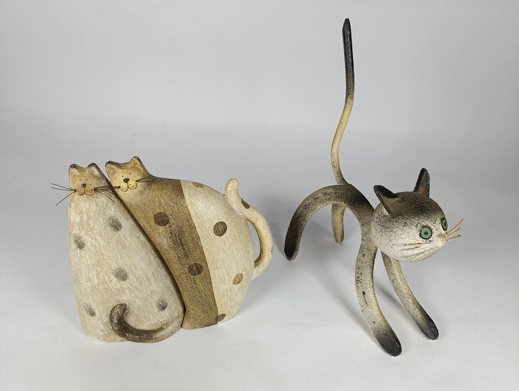 Statuette: 3 Statuettes décorative chat en argile – Usato da Thielle venduto da Plusvalue_Neuchatel