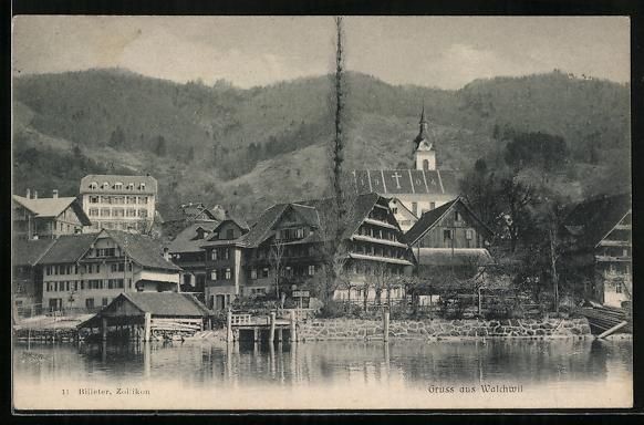 Cartoline postali: AK Walchwil, Ortsansicht, 1905 – Usato da Berlin venduto da bartko-reher