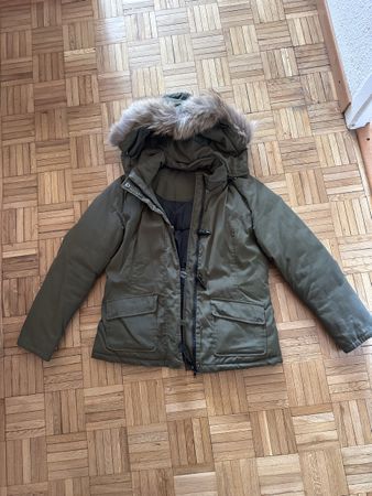 Veste d'hiver kaki capuche fourrure