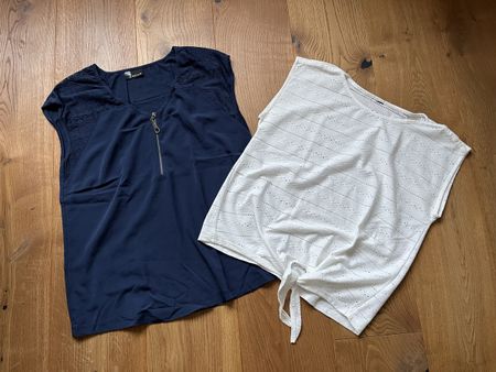 2er Set Damen Shirt, T-Shirt Maritim, - Lochmuster - M