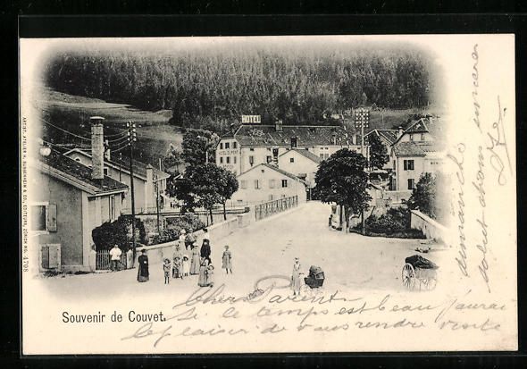 Cartes postales: AK Couvet, Strassenpartie mit Hotel – D'occasion à Berlin par bartko-reher