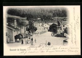 AK Couvet, Strassenpartie mit Hotel