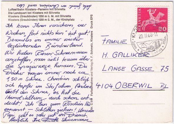 Cartoline postali: Klosters - 4 Bild AK – Usato da Binningen venduto da Mountainrider 1
