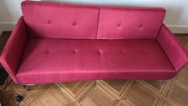 Schlafsofa 3-Sitzer, Dunkelrot, erst 18 Monate
