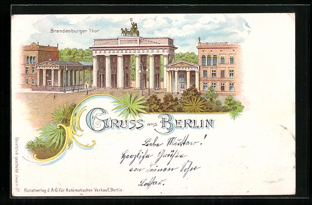 Cancelleria postale: Litho Berlin, Brandenburger Thor, Ganzsa – Usato da Berlin venduto da bartko-reher