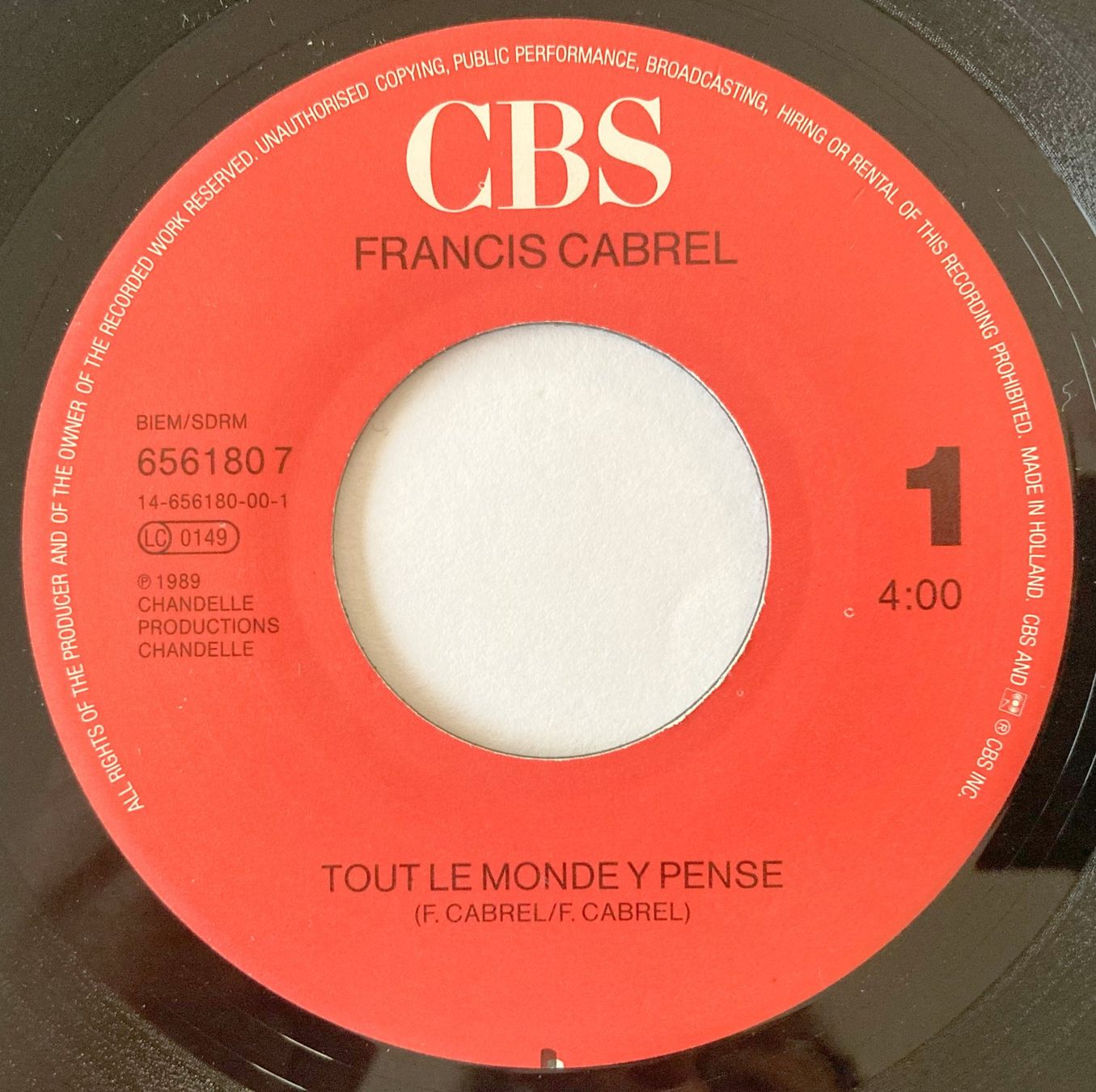 Dischi in vinile: FRANCIS CABREL - TOUT LE MONDE Y PENSE – Usato da Bottens venduto da hotter-than-hell 2