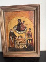Antike Ikone mit Rahmen, religiöses Bild, Holz.