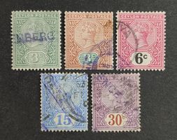 Ceylon 1893-1900, Queen Victoria, LoT gestempelt