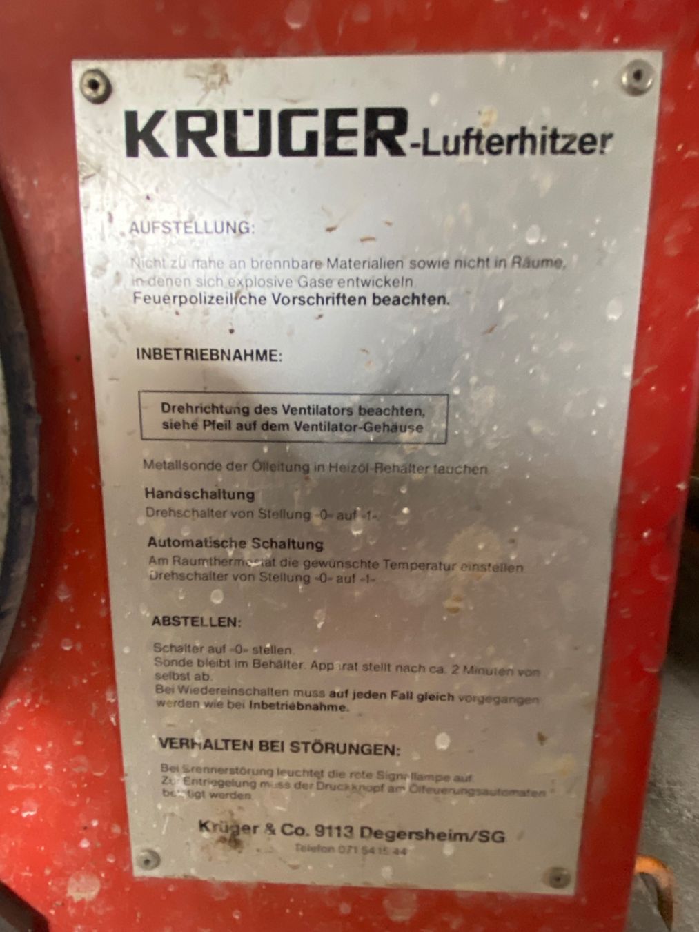 Krüger Heizgeräte: Krüger Lufterhitzer mit Schläuchen – Gebraucht aus Eschlikon TG von ArtRec 8