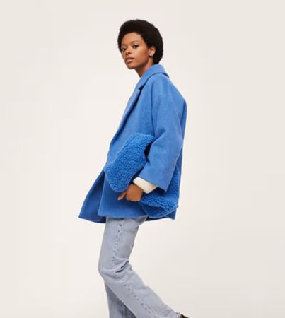Winter Wollmantel Mango blau, Grösse XS oversized /S