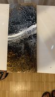 Schwarz-Goldenes Herbst-Gemälde, Fluid Art, Unikat!