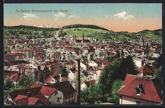 Ansichtskarten: St. Gallen, Generalansicht mit Säntis – Gebraucht aus Berlin von bartko-reher