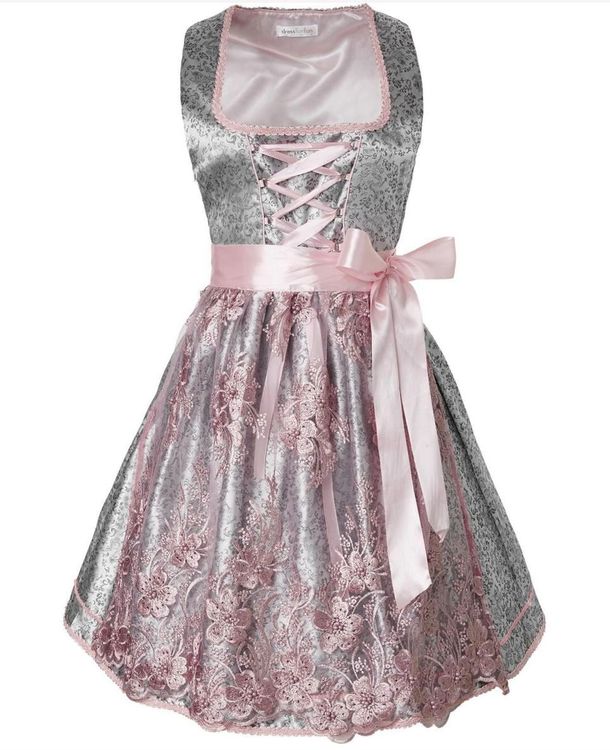 TecTake Dressforfun Mini-Dirndl Sonthofen Argento E Rosa Per Oktoberfest E Carnevale