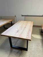 Esstisch Eiche massiv, Baumkante, weiss gekalkt 86x160cm