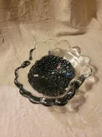 cendrier en verre de Murano décor millefiori noir.
