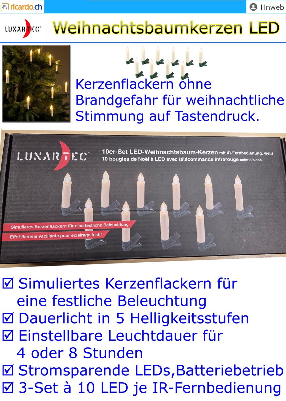 Candele: Weihnachtskerzen LED 3x 10er Set – Nuovo (secondo la descrizione) da Kaisten venduto da Hnweb 1