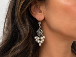Orecchini vintage Rajasthan argento indiano e perle