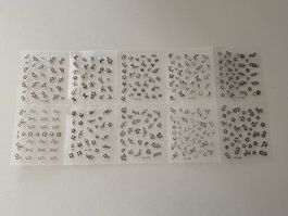 Black Nail Art Sticker Set mit 10 tollen Bögen No1