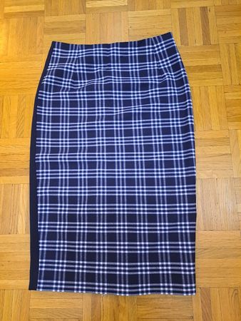 Jupe crayon Sandro Paris, T.1, carreaux bleus marine .